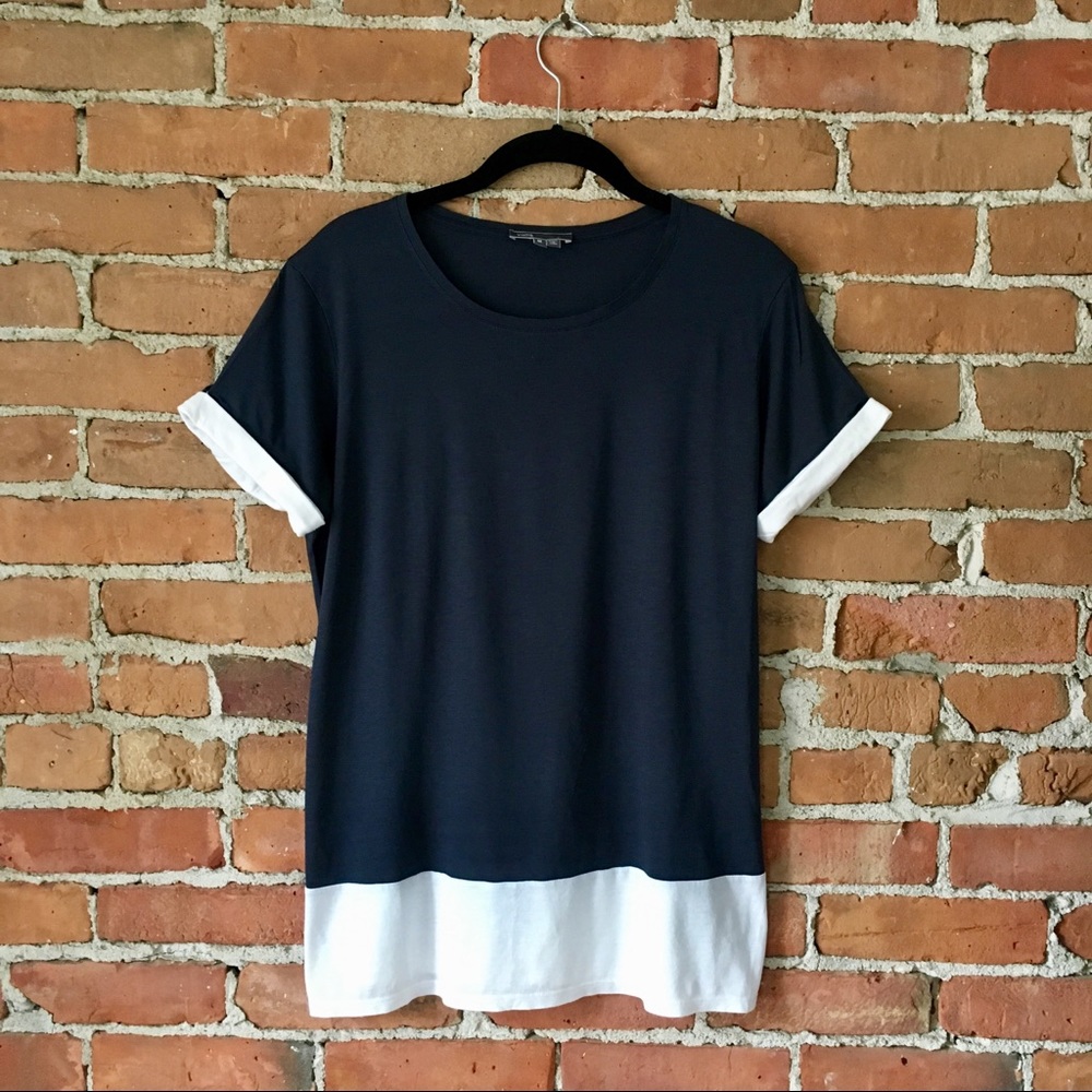 Vince | Navy & White Colorblock Crew Tee